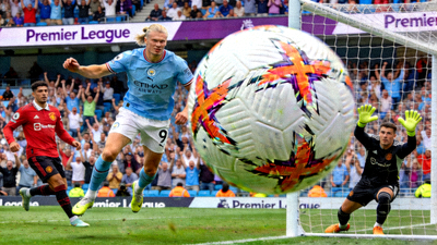 英超联赛曼城对阵曼联比赛哈兰德进球精彩瞬间集锦画面